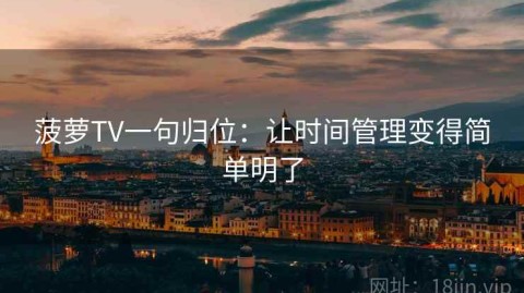 菠萝TV一句归位：让时间管理变得简单明了