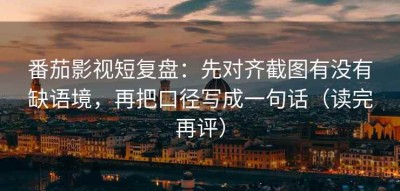 番茄影视短复盘：先对齐截图有没有缺语境，再把口径写成一句话（读完再评）