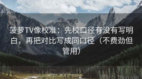 菠萝TV像校准：先校口径有没有写明白，再把对比写成同口径（不费劲但管用）