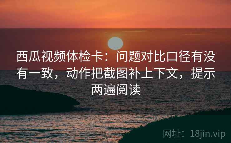 西瓜视频体检卡：问题对比口径有没有一致，动作把截图补上下文，提示两遍阅读