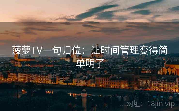 菠萝TV一句归位：让时间管理变得简单明了